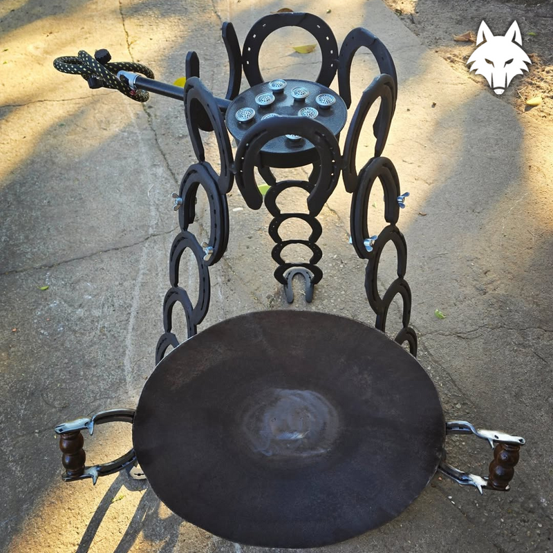 Fogareiro de Ferradura + Disco Personalizado - 55CM + Kit Faca e Garfo
