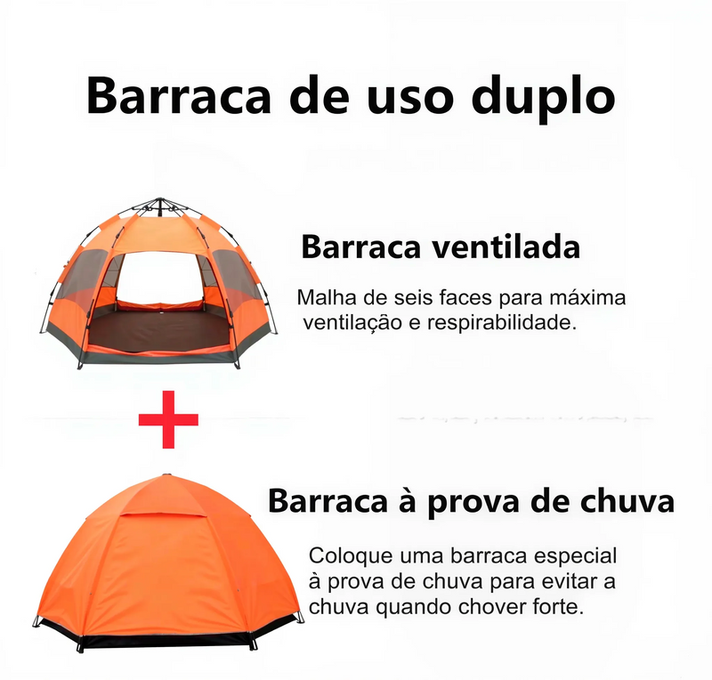 Barraca Camping Praia Viagem Acampamento 4 A 6 Pessoas com Capa