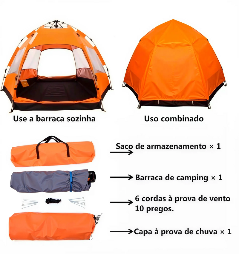 Barraca Camping Praia Viagem Acampamento 4 A 6 Pessoas com Capa